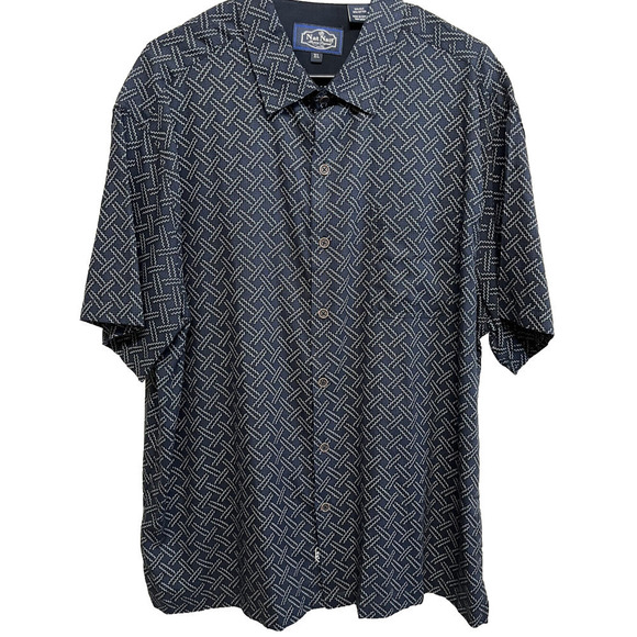 Nat Nast Men's Button Up Shirt Size XL Navy/Black/Cream Zig Zag Print - Picture 3 of 11